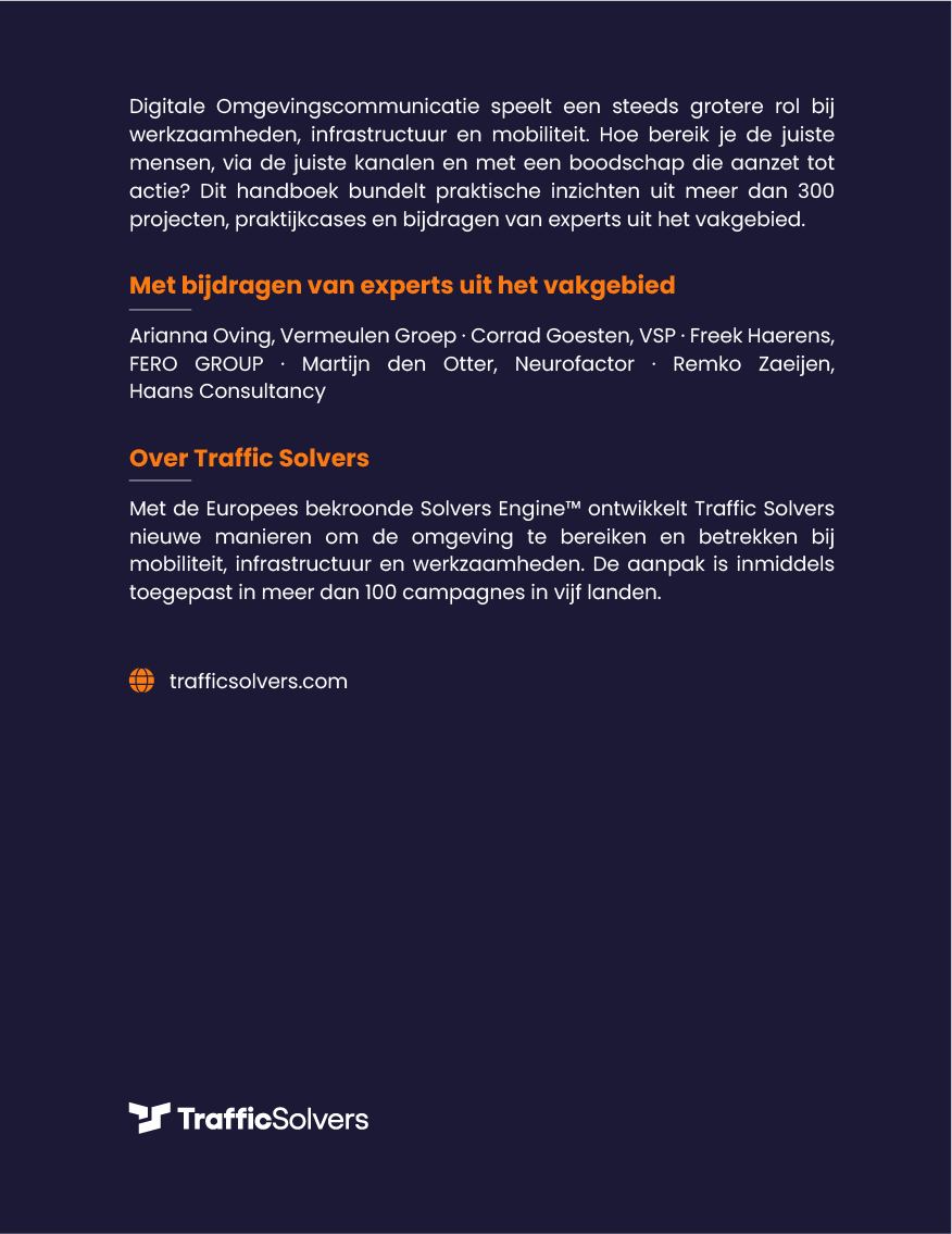 Handboek Digitale Omgevingscommunicatie - Traffic Solvers - achterkant